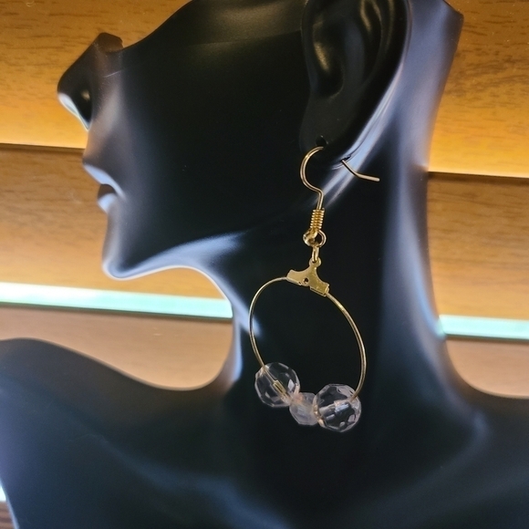 GOLD Hoop Bead Earrings - Picture 1 of 2